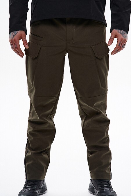 Spodnie cargo typu softshell "Warrior" w kolorze khaki. Spodnie. Kolor: zielony. #8037573