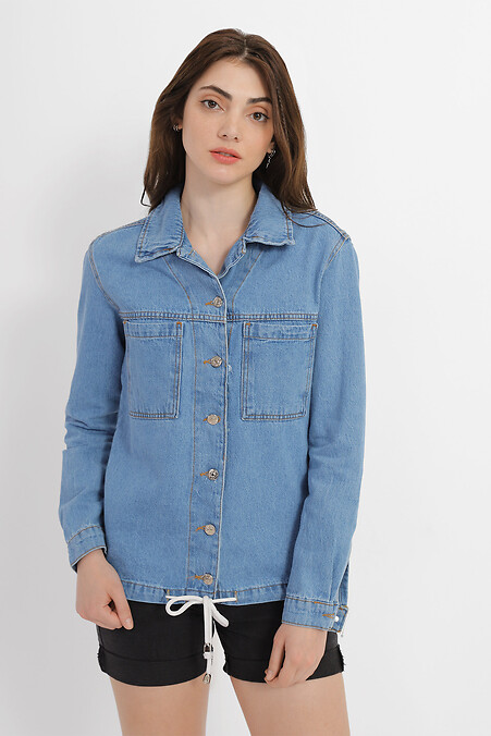 Damska kurtka dżinsowa. Spodnie jeansowe. Kolor: niebieski. #4014574