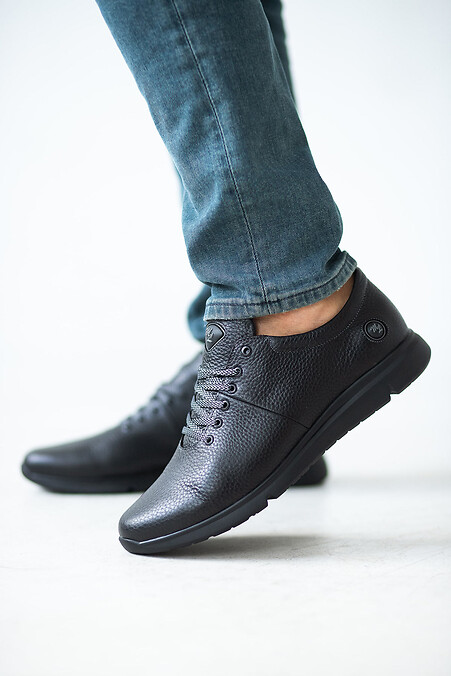 Men's leather sneakers spring/autumn. Sneakers. Color: black. #8019574