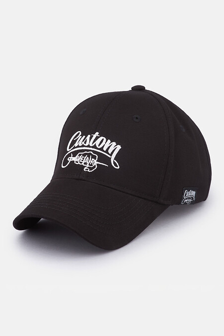 Baseball Cap Custom Wear Black White Logo - #8025574