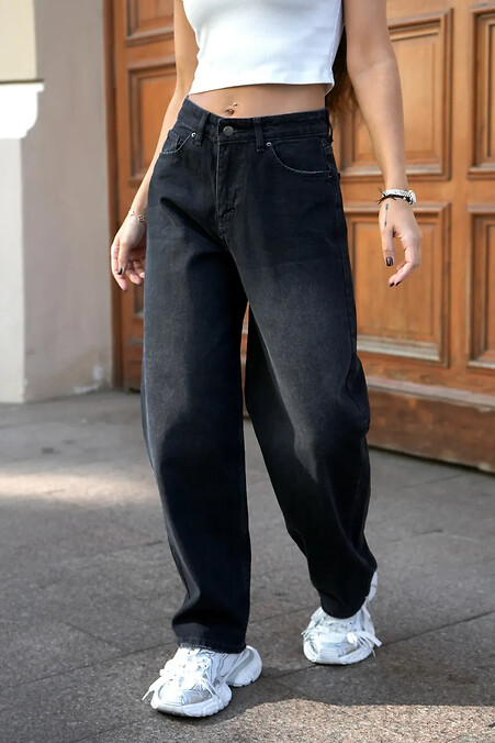 Women's wide-leg baggy jeans TMV Baggy Barrel Black - #8034574