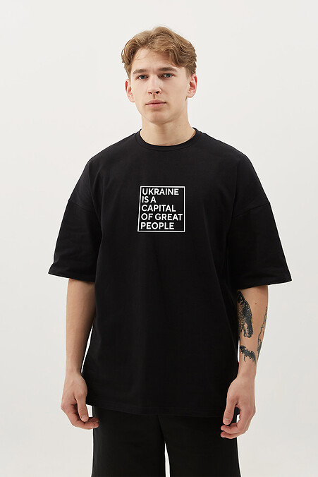 Męska koszulka UkrCapitalGreatPeople. T-shirty. Kolor: czarny. #9000577
