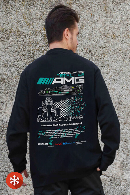 Men's Insulated Oversized Sweatshirt With Fleece Printed AMG Black - #8055578