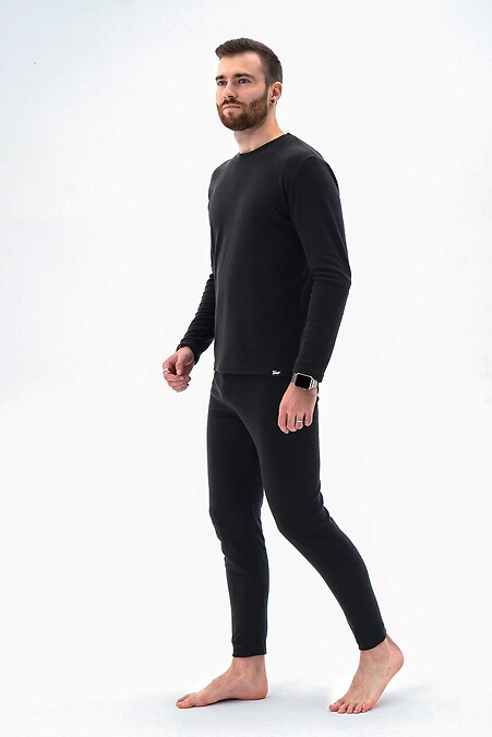 Schwarze, warme Herren-Thermounterwäsche mit Fleecefutter - #8034586