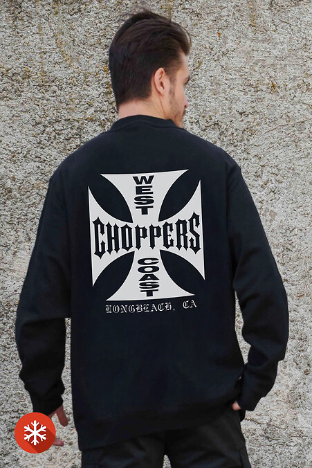 Męska ocieplana bluza polarowa z nadrukiem Choppers w kolorze czarnym - #8055588