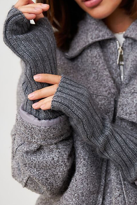 Жіночі мітенки темно-сірого кольору - #4496589