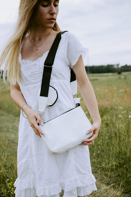 Women's baguette bag made of eco-leather, white. - #8039591
