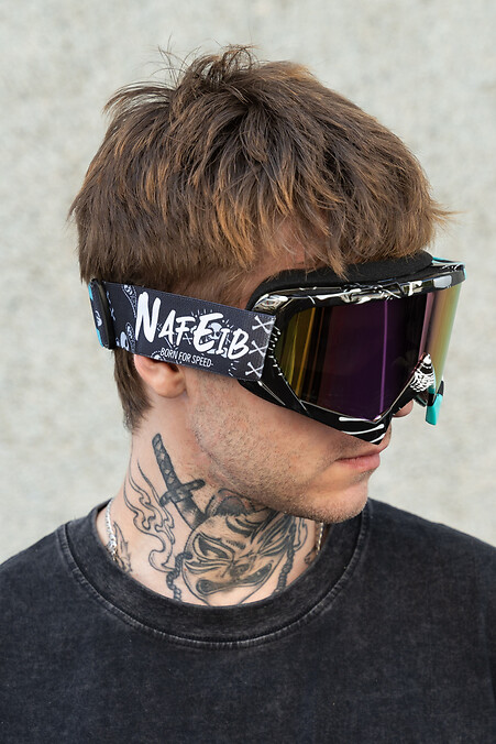 Nafe Skibrille und Skimaske für Herren, schwarz & lila - #8056591