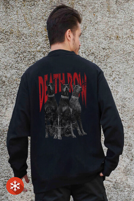 Чоловічий Утеплений Оверсайз Світшот На Флісі З Принтом Deathrow Black - #8055592