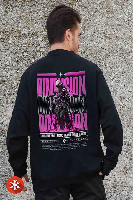 Мужской Утепленный Оверсайз Свитшот На Флисе С Принтом Dimension Black - #8055594