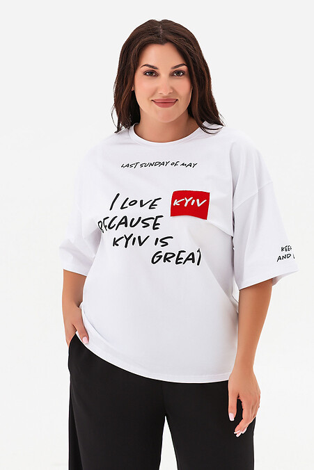 Жіноча футболка білого кольору "I love KYIV". Футболки, майки. Колір: білий. #9001594