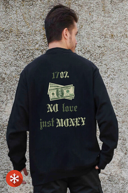 Męska ocieplana bluza polarowa z nadrukiem Dollar Black - #8055596