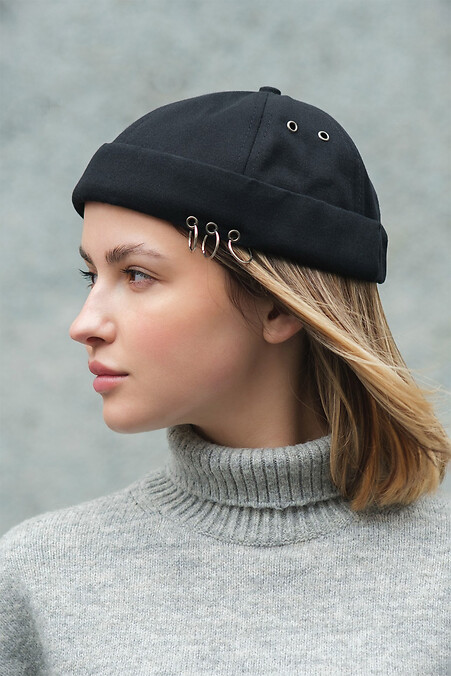 Damska czapka Docker z pierścieniami Monarch Black - #8049599
