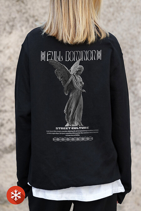 Women's Insulated Oversized Fleece Sweatshirt With Printed Dominion Black - #8055599