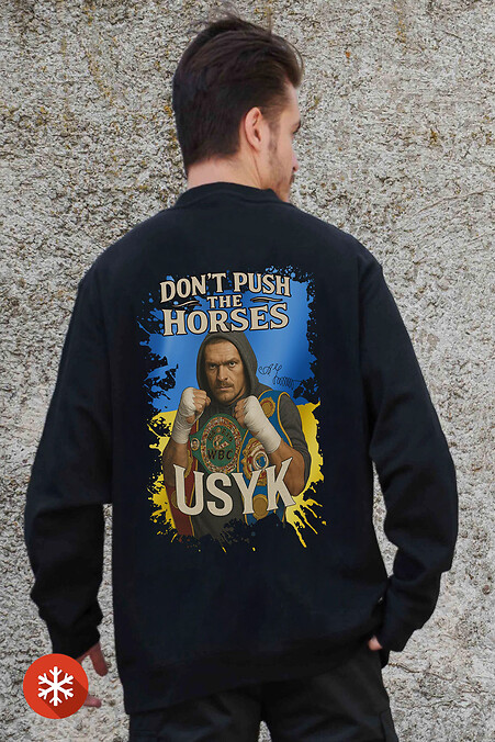 Męska ocieplana bluza polarowa z nadrukiem Dont Push The Horse Czarny - #8055600