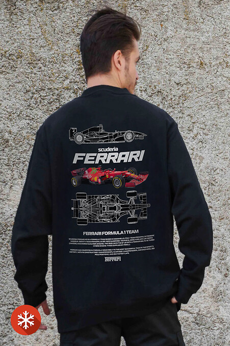 Męska ocieplana bluza polarowa z nadrukiem Ferrari Czarny - #8055606