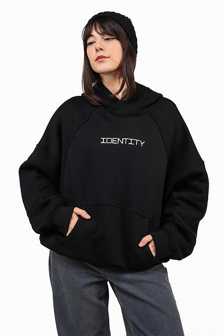 Schmal geschnittene Oversize-Passform „Identity“, schwarz. Sweatshirts, Hoodies. Farbe: das schwarze. #8037611