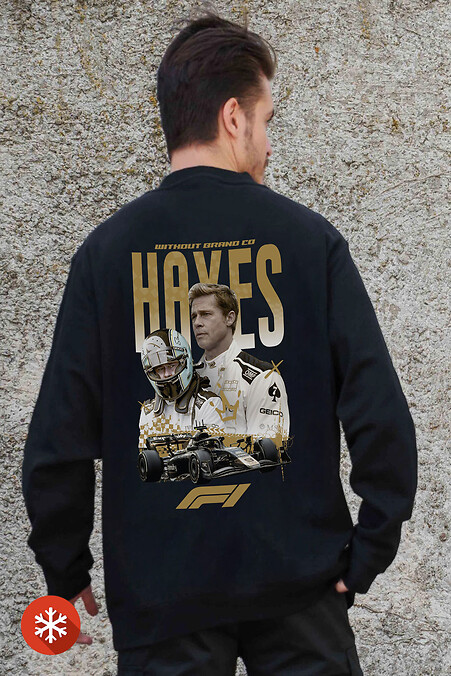 Męska ocieplana bluza z polaru z nadrukiem Hayes Black - #8055618