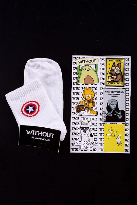 Socks Without Captain America. Golfs, socks. Color: white. #8042619