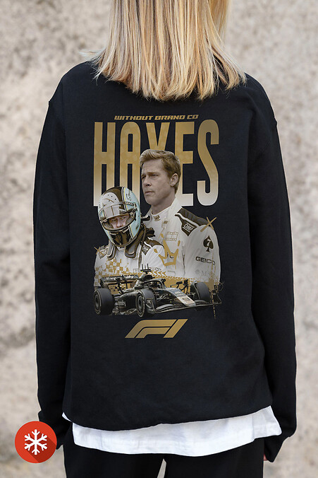 Women's Insulated Oversized Fleece Sweatshirt With Printed Hayes Black - #8055619