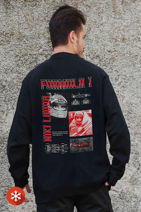 Męska ocieplana bluza polarowa z nadrukiem Lauda czarna - #8055624