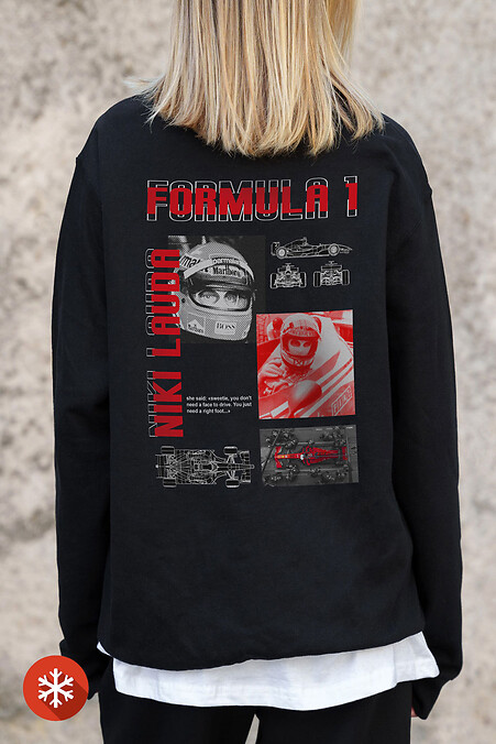 Жіночий Утеплений Оверсайз Світшот На Флісі З Принтом Lauda Black - #8055625