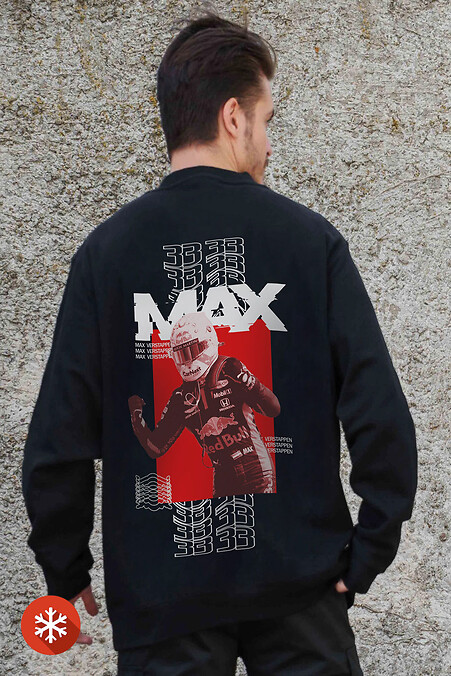 Męska ocieplana bluza z polaru z nadrukiem Max czarny - #8055626