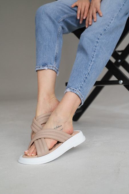 Women's slippers. Flip flops. Color: beige. #8018629