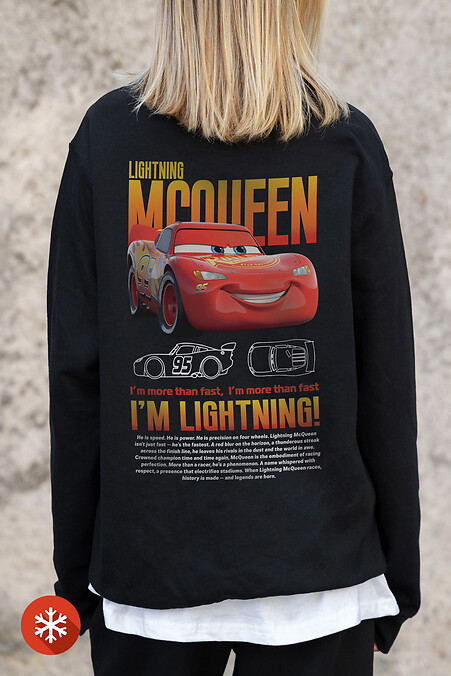 Women's Insulated Oversized Sweatshirt With Fleece Printed Mcqueen Black - #8055631