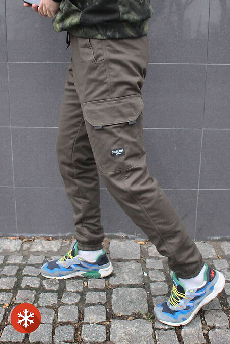 Утепленные штаны на флисе Cargo Premium. Брюки, штаны. Цвет: зеленый. #8025632