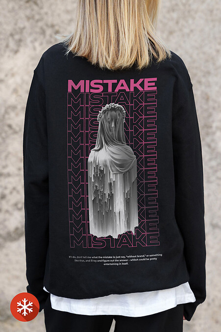Women's Insulated Oversized Fleece Sweatshirt With Printed Mistake Black - #8055633