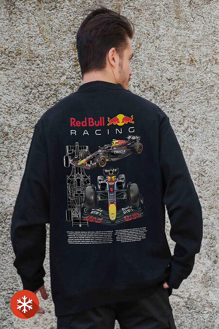 Męska ocieplana bluza polarowa z nadrukiem Redbull Czarna - #8055642