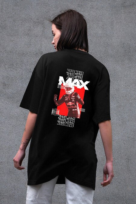 Women's Oversized T-Shirt with Print Max Black - #8049645