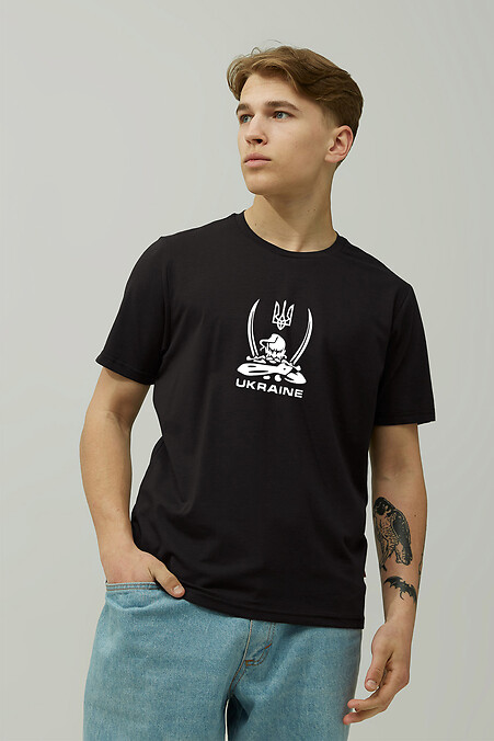 Man's T-shirt Козак_UKRAINE. T-shirts. Color: black. #9000645