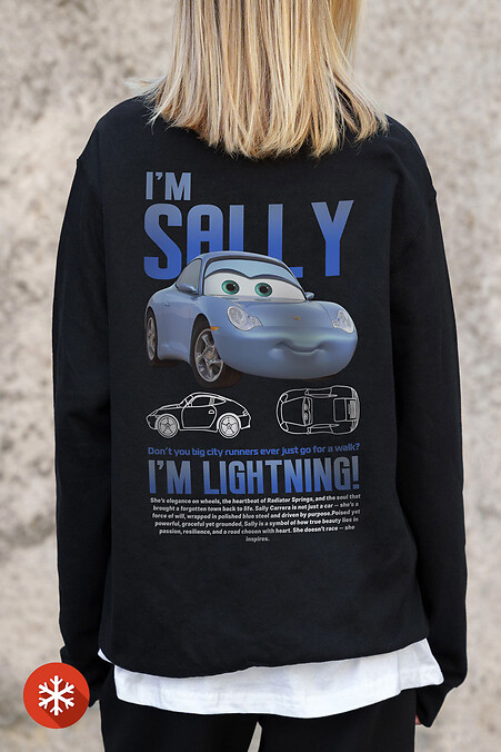 Women's Insulated Oversized Fleece Sweatshirt With Printed Sally Black - #8055649