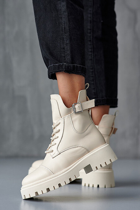 Women's spring-autumn leather boots. Boots. Color: white. #8019651