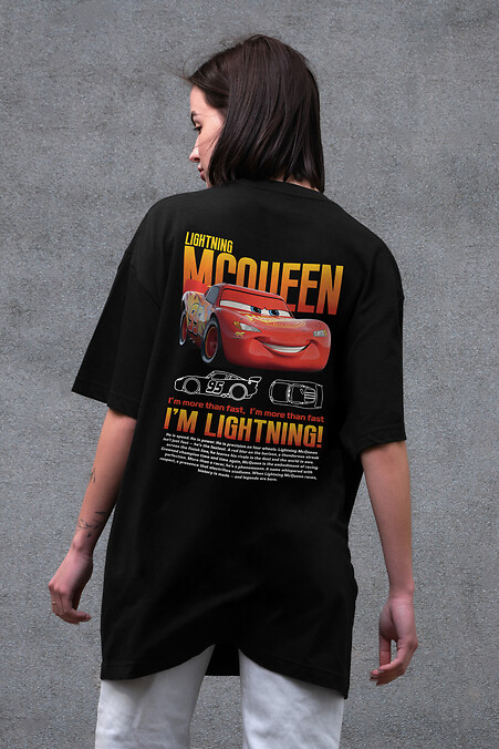 Женская Оверсайз Футболка С Принтом Mcqueen Black - #8049653