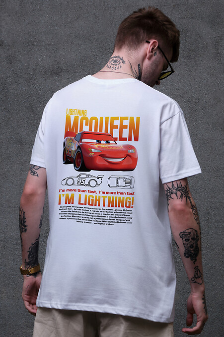 Мужская Оверсайз Футболка С Принтом Mcqueen White - #8049654