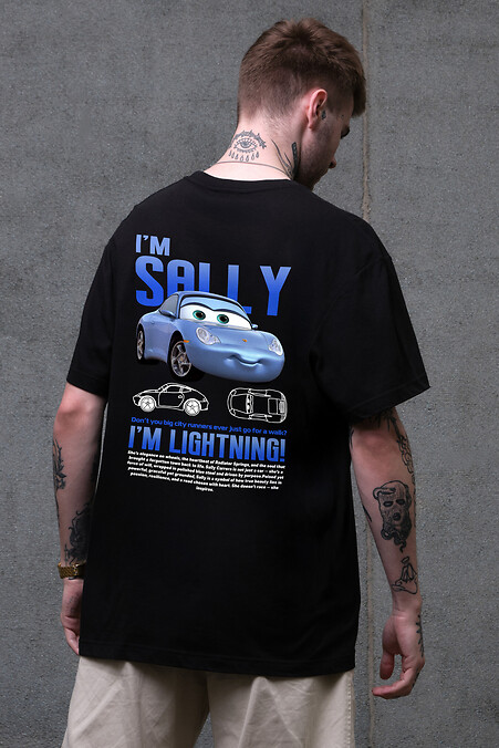 Męska koszulka oversize z nadrukiem Sally Black - #8049656