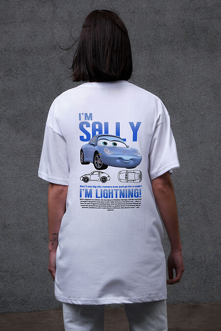 Damska koszulka oversize z nadrukiem Sally White - #8049659