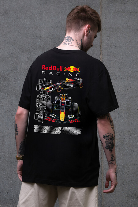 Мужская Оверсайз Футболка С Принтом Redbull Black - #8049664