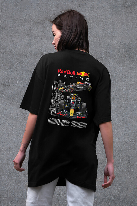 Damska koszulka oversize z nadrukiem Redbull czarna - #8049665