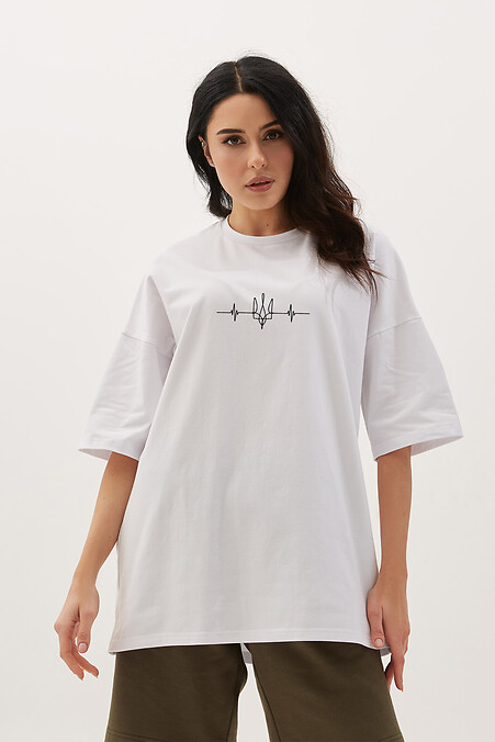 T-shirt oversize Герб_Ритм. T-shirty. Kolor: biały. #9000665