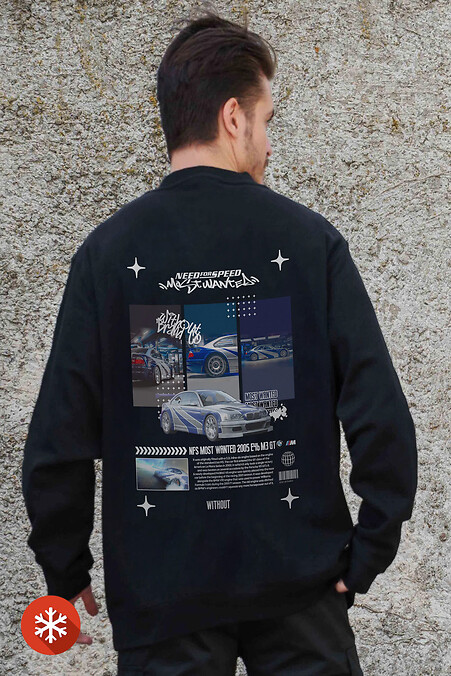 Męska ocieplana bluza polarowa z nadrukiem Wanted Black - #8055674