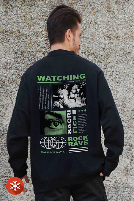 Męska ocieplana bluza z polaru z nadrukiem Watching Black - #8055676