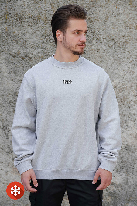 Чоловічий Утеплений Оверсайз Світшот На Флісі З Принтом  1702 Black - #8055678