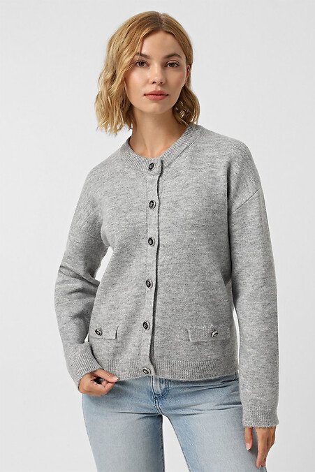 Women's gray knitted cardigan - #4038680