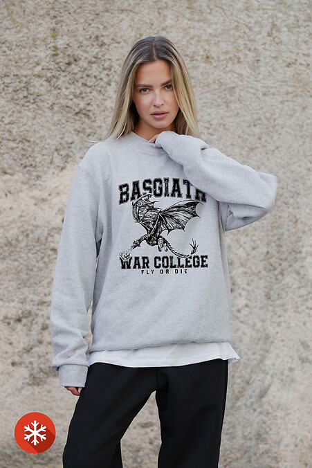 Жіночий Утеплений Оверсайз Світшот На Флісі З Принтом Четверте Крило Gray - #8055685