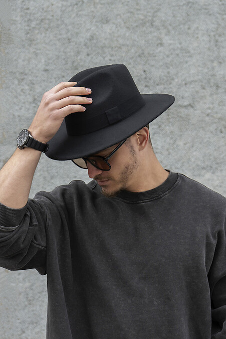 Herren Fedora Hut mit Band Schwarz - #8049688