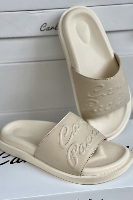 Women's slippers. Flip flops. Color: beige. #8018690